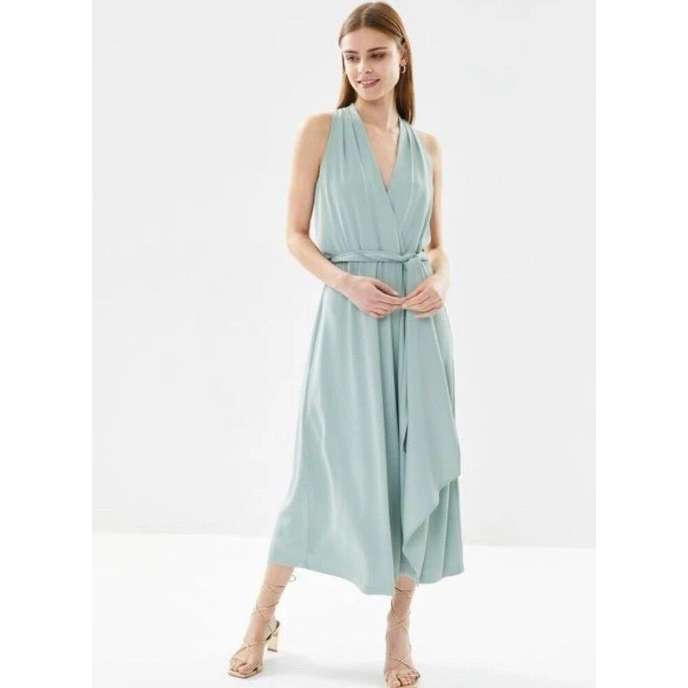 LAUREN RALPH LAUREN Womens Varsha Sleeveless Cocktail Dress Green 6 (no belt)NEW